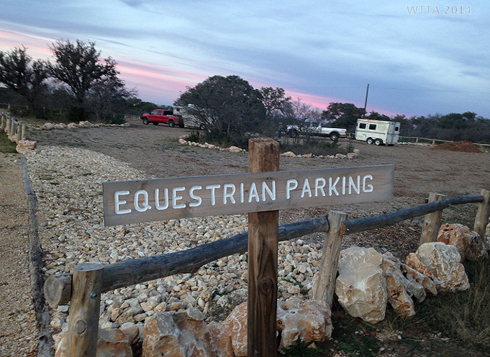 The Equestrian Parking area has been updated. Now there is a sign, gravel, soft footing, wood railings, and an additional picnic area. 