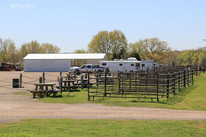 Equestrian electric/water campsites with pens. 